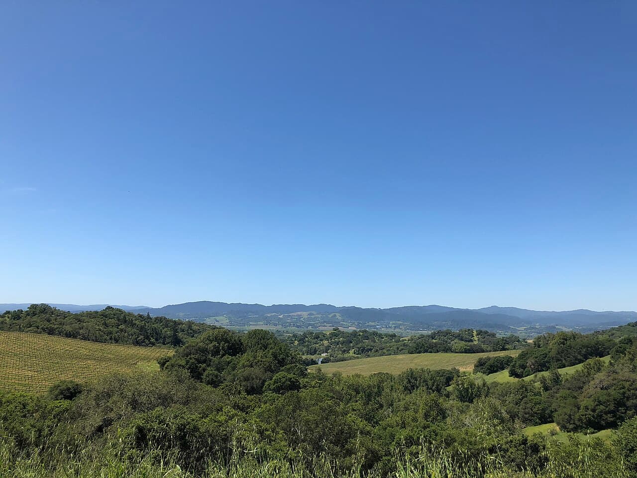 Sweeping view over oak-covered hills and the Russian River Valley from Notre Vue