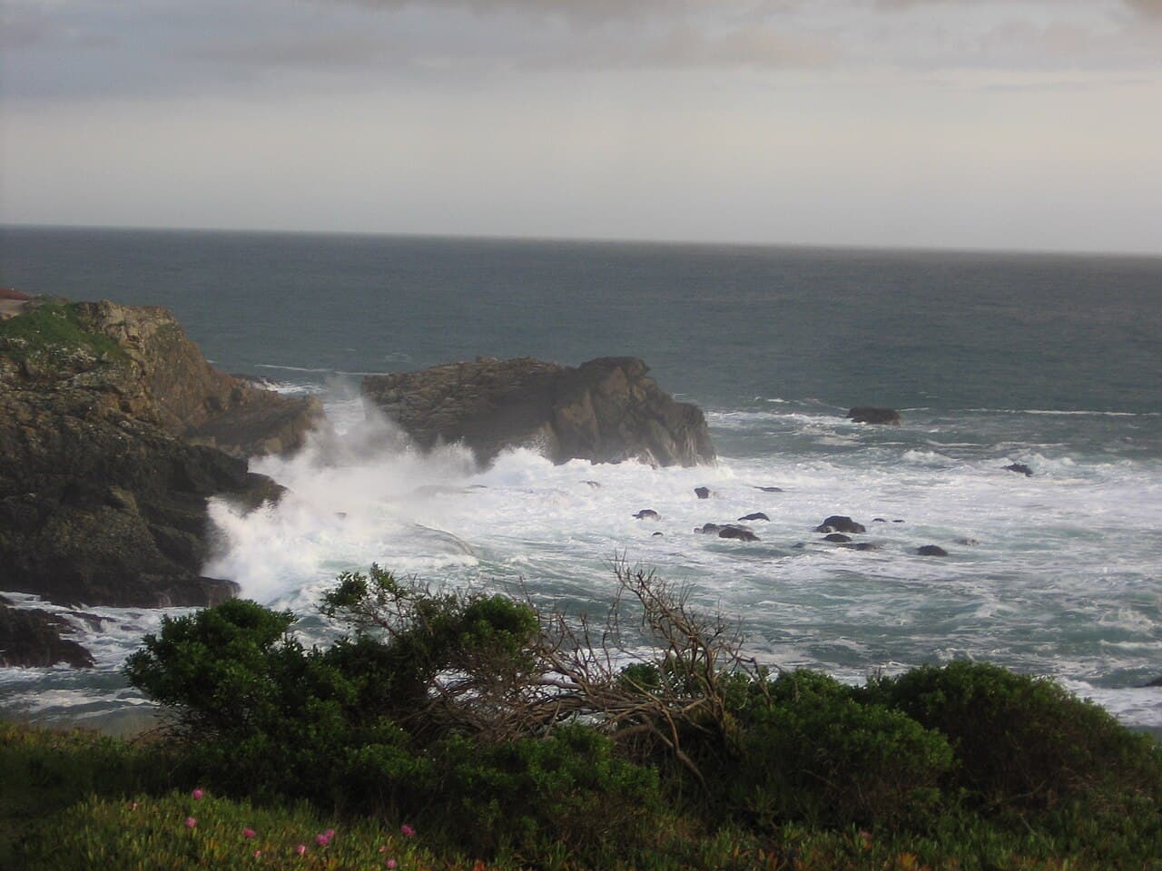 Waves crashing on rocky headlands and sea stacks at Stillwater Cove on the Sonoma Coast