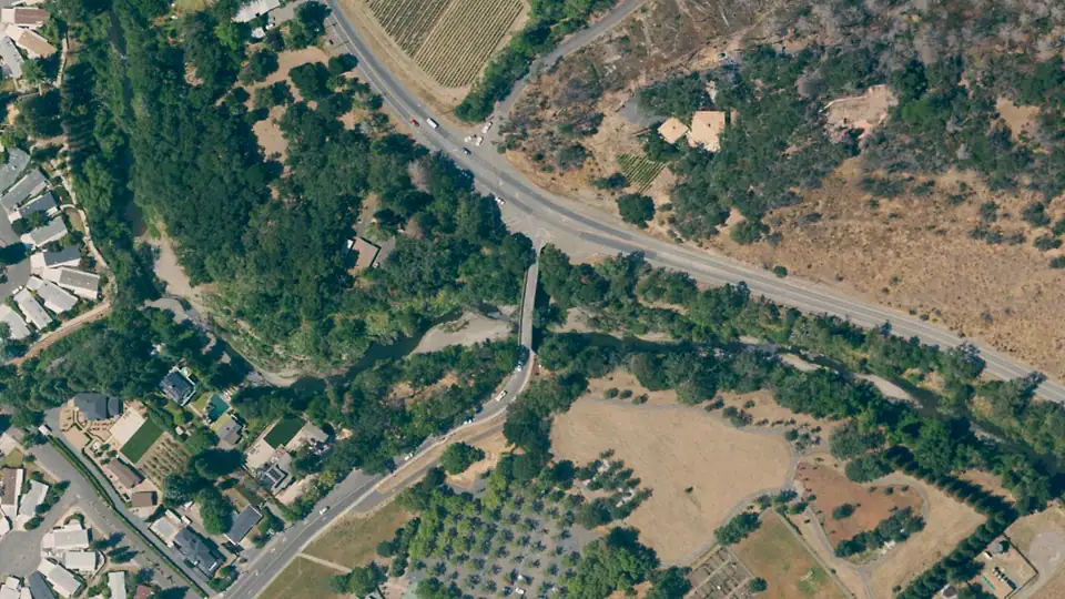 Aerial view of Jacob Meily Park and its surroundings
