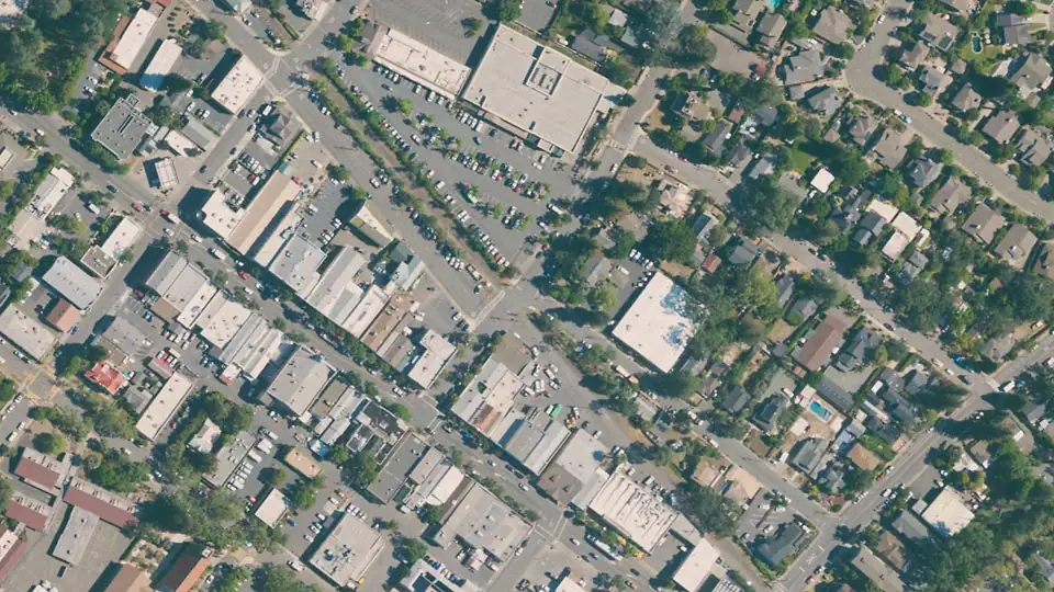 Aerial view of Lewis Station and its surroundings