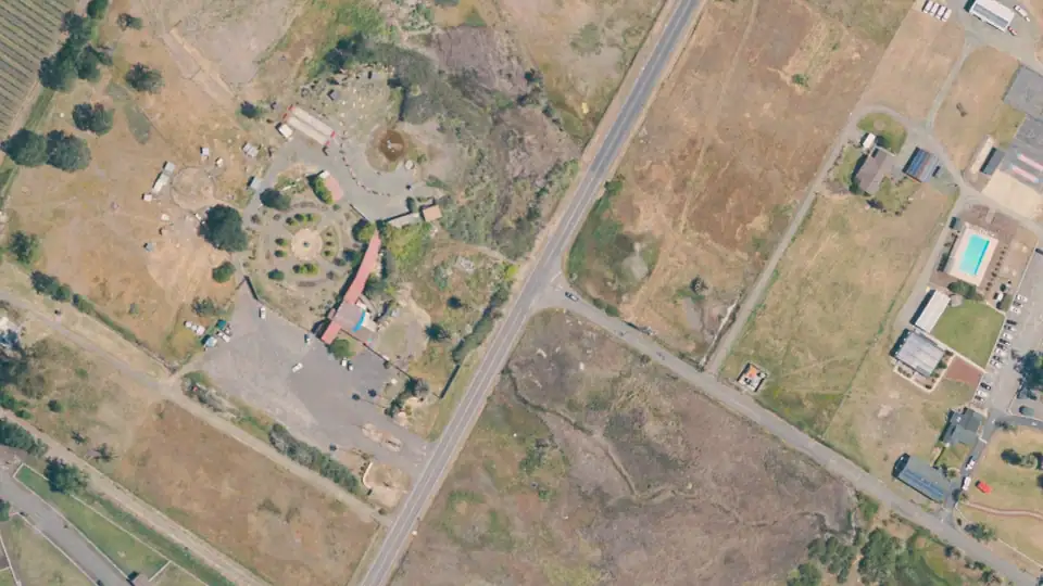 Aerial view of Old Faithful Geyser of California and its surroundings