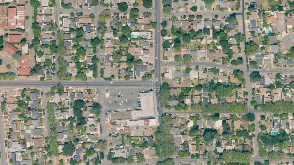 Aerial view of Playground Fantastico and its surroundings