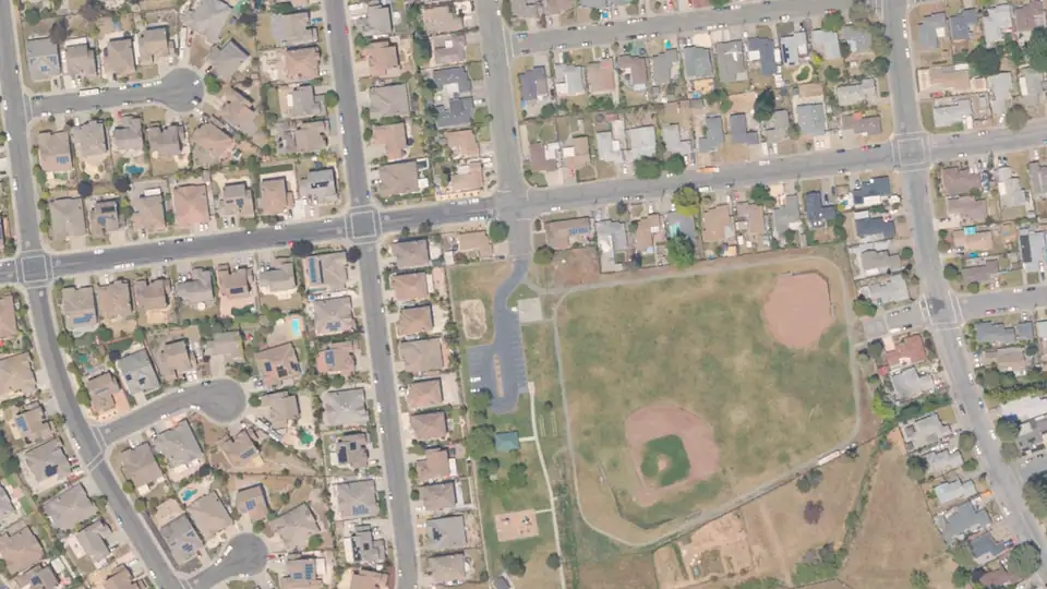 Aerial view of Rio Grande Park and its surroundings
