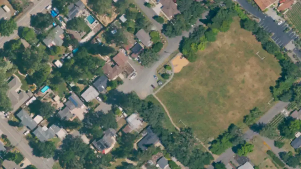 Aerial view of Shaw Park and its surroundings