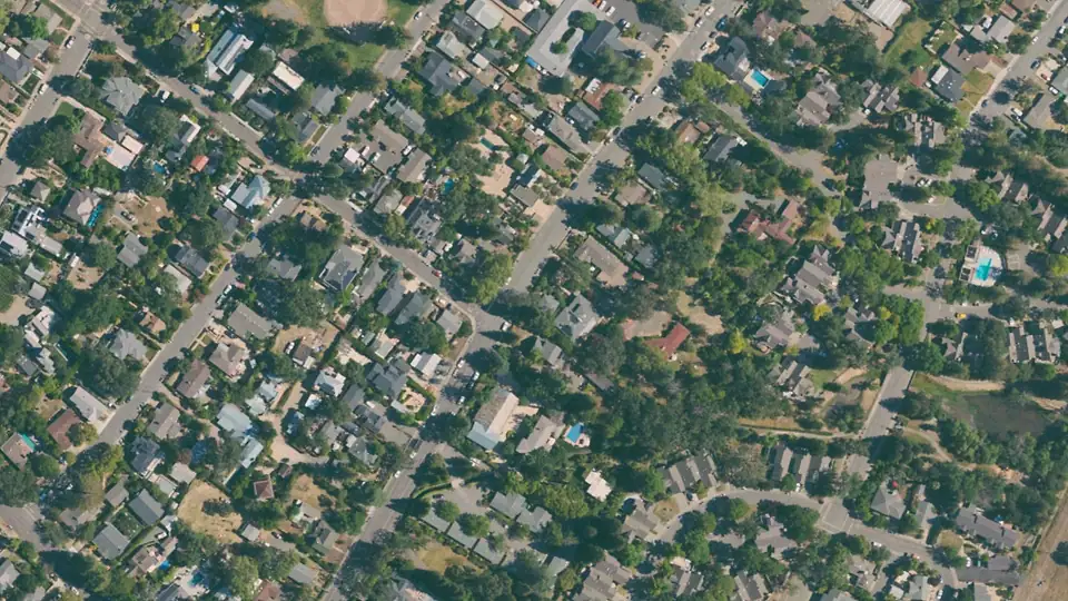 Aerial view of Starr Baldwin Park and its surroundings
