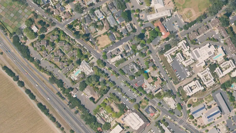 Aerial view of Van de Leur Park and its surroundings
