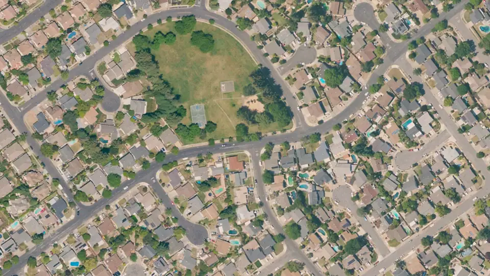 Aerial view of Vinehill Park and its surroundings